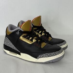 Nike Air Jordan 3 Retro SE Shoes Womens Size 10 Black Gold Cement CK9246-067
